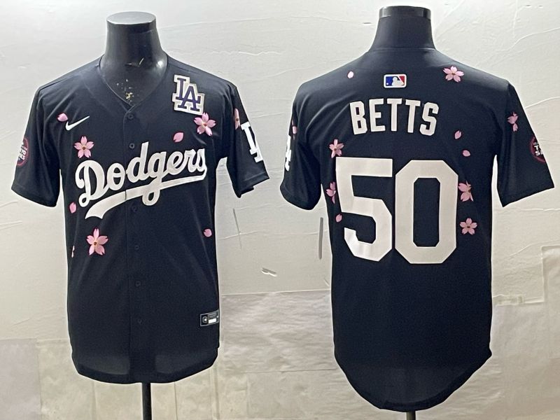 Men 2025 Nike Los Angeles Dodgers #50 Betts Black Game MLB Jersey 011->los angeles dodgers->MLB Jersey